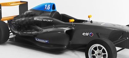 En racerbil med en gul streck (AI text)