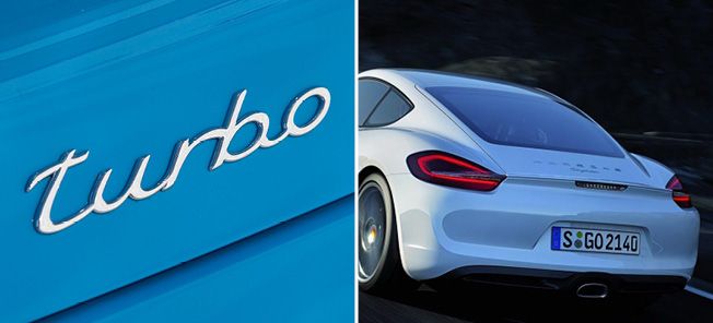 En Porsche Cayman och en turboladdad motor. (AI text)