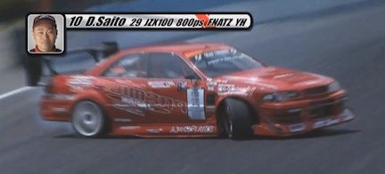 En röd bil kör nedför en bana. (AI text)