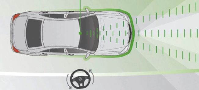 En bil visas med en grön lampan tänd på instrumentbrädan. (AI text)