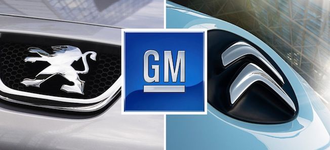 En bil med GM-logotyp och Citroen-logotyp (AI text)