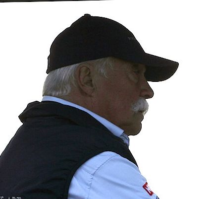 En man i svart jacka och vit skjorta står bredvid en bil. (AI text)