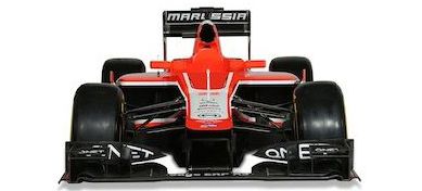 En röd och svart racerbil. (AI text)