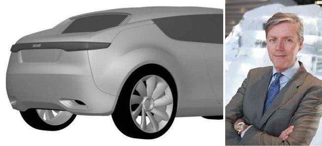 En man i kostym och slips står bredvid en bil. (AI text)