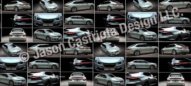 En bildmontage av bil bilder (AI text)