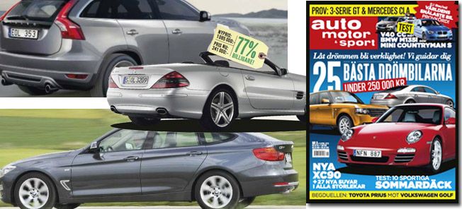 En tidskrifts omslag med en bil och en motorcykel (AI text)