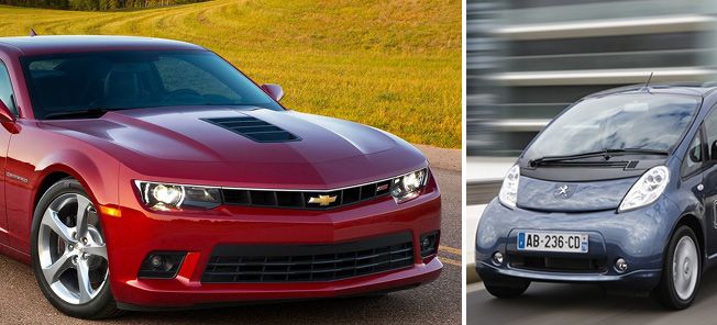 En Chevrolet Camaro och en Chevrolet Volt (AI text)