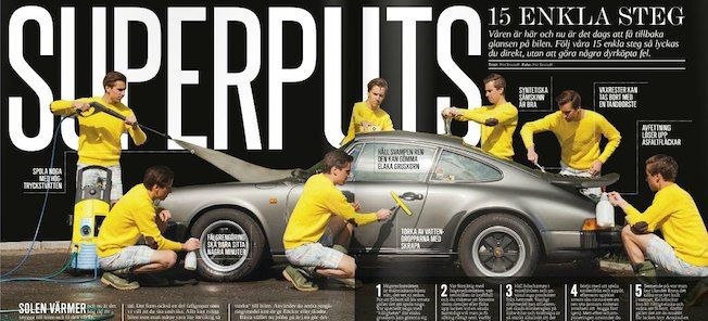 En omslag med en grupp personer som arbetar på en bil. (AI text)