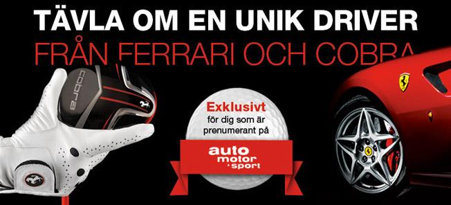 En bil med en golffacket och en golfklubba. (AI text)