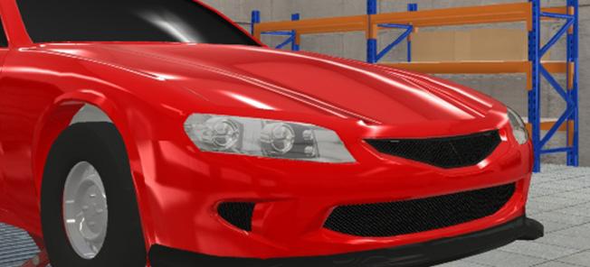 En röd bil i garagen. (AI text)