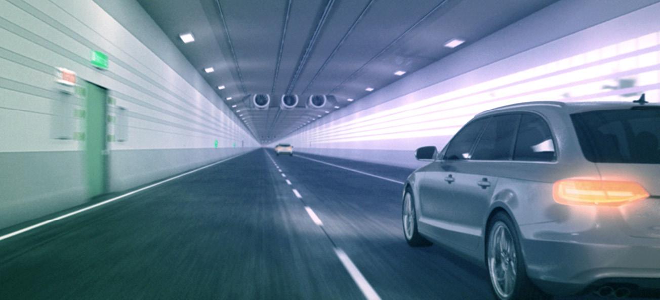 En bil kör genom en tunnel. (AI text)