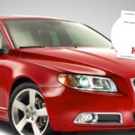 En annons för en röd Volvo V60 med texten En bil som är värd en miljon dollar. (AI text)