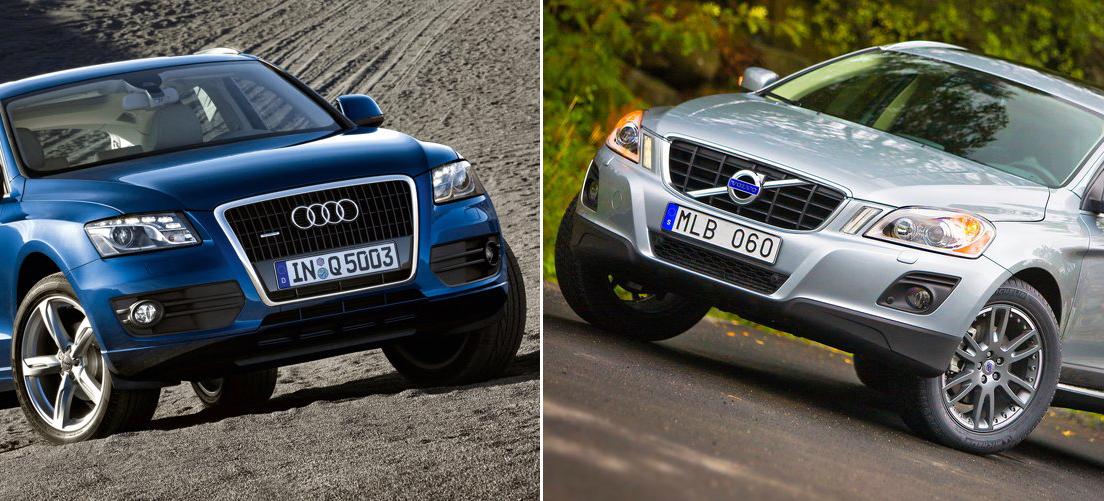 Audi Q5 mot Volvo XC90 (AI text)