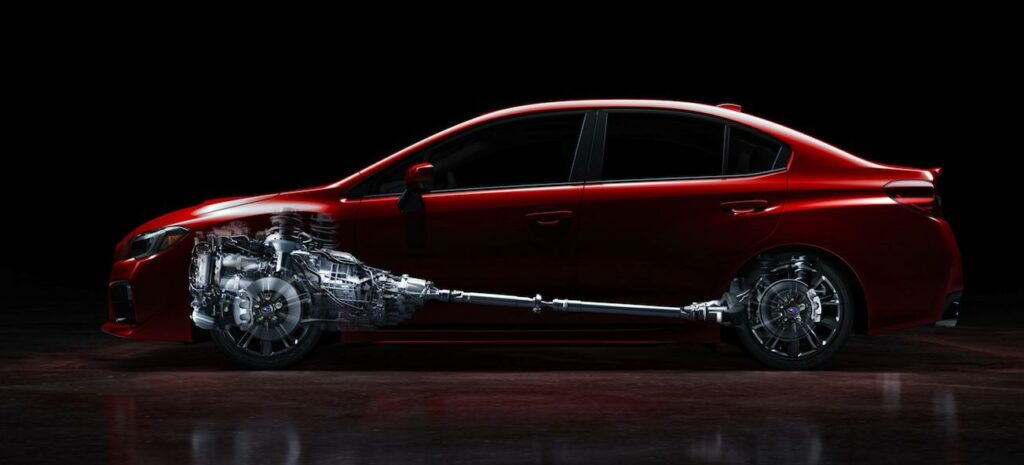 En röd bil mot en svart bakgrund. (AI text)