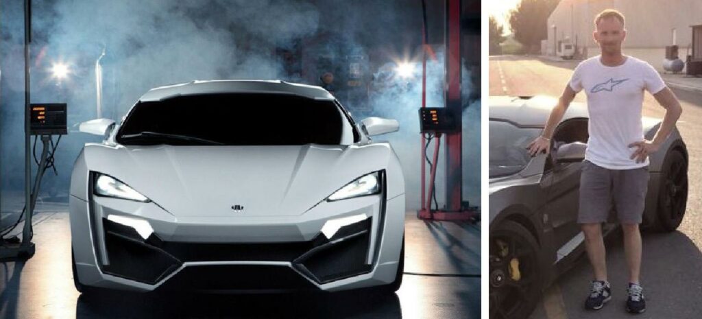 En man står bredvid en bil och en annan man står också bredvid en bil. (AI text)