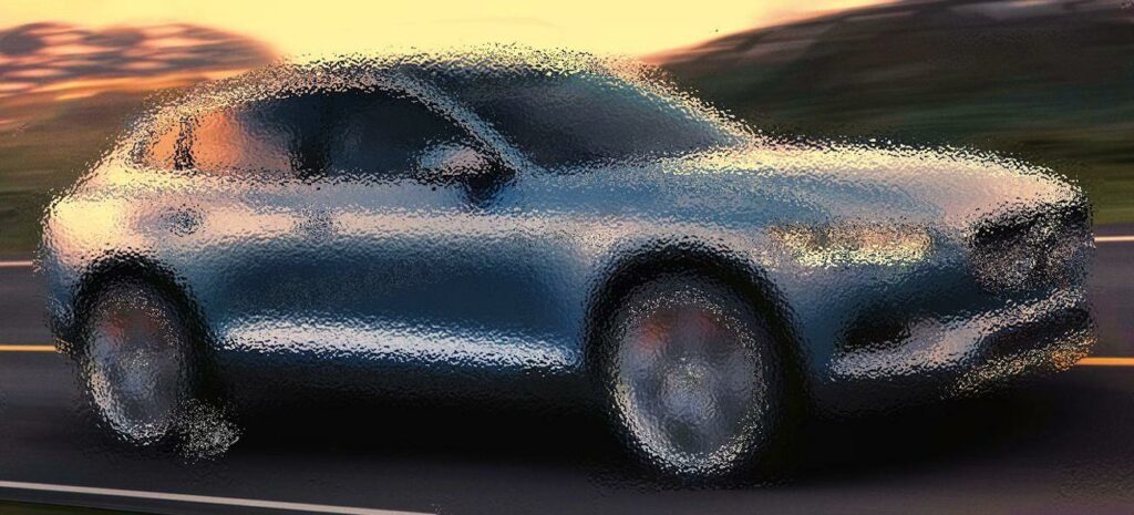 En Volvo-jeep kör nerför en väg. (AI text)