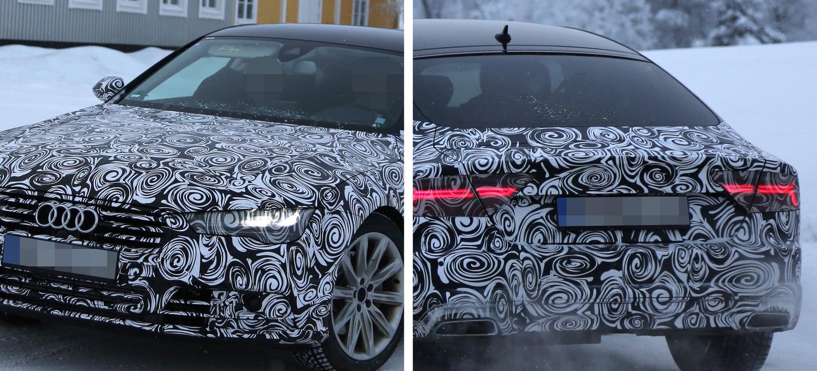 Audi S6 spåras i snö. (AI text)