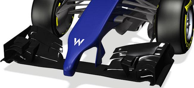 En blå och vit racerbil med en gult streck (AI text)