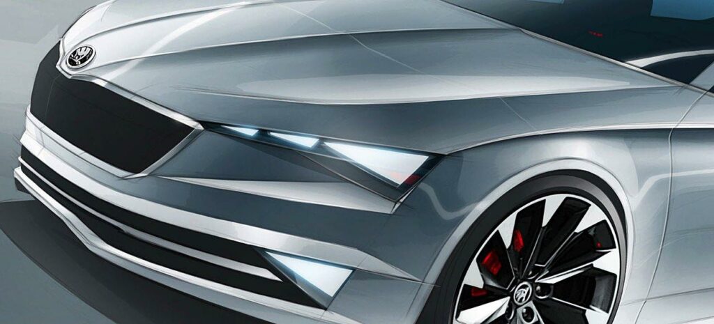 En illustration av den nya Skoda Sk8. (AI text)