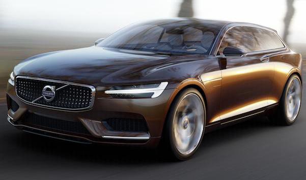Volvo C90 SUV kör på en väg. (AI text)
