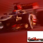 En Lotus F1-bil kör på en racerbana. (AI text)