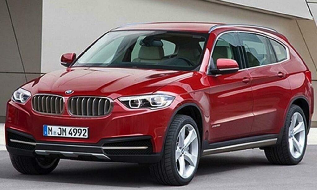 En BMW X6 SUV står parkerad framför ett byggnad. (AI text)