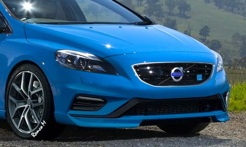 Volvo V40 parkerad vid en grusväg (AI text)