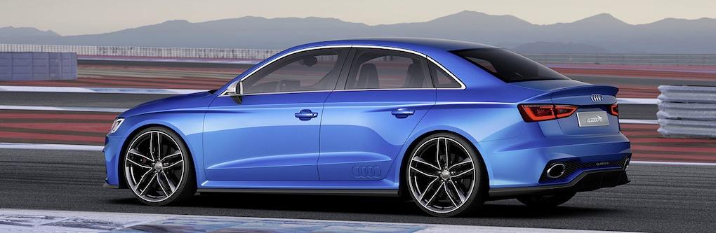 Kulören på Audi A3 clubsport quattro concept kallas för Blue Magnetic. Fälgstorleken är 21 tum.