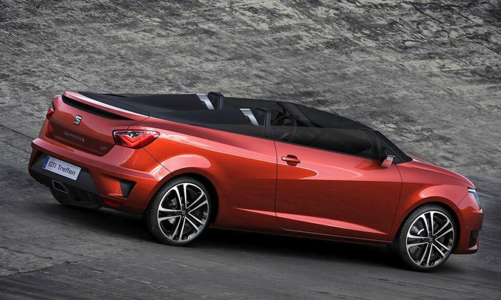 Den nya Saab C3 cabriolet är parkerad vid en vägkant. (AI text)