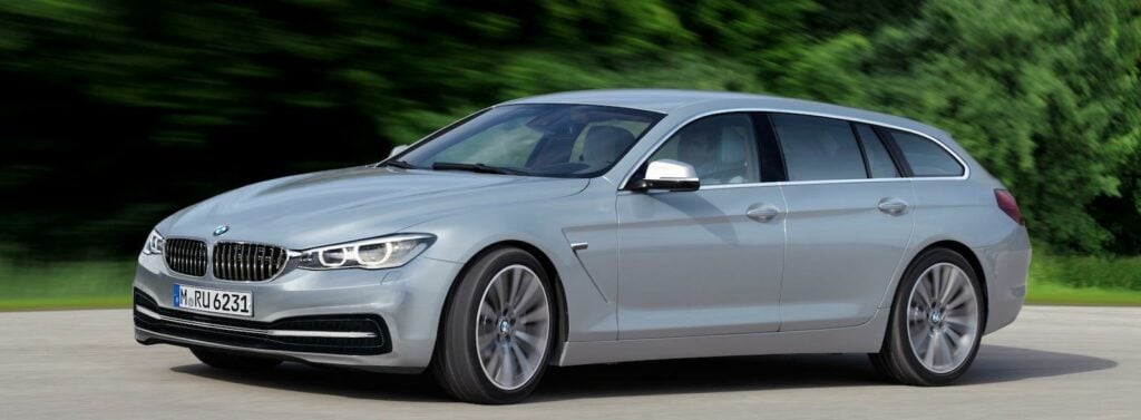 Låg, lång och bred. Ungefär skulle BMW 6-serie Gran Touring se ut om den skulle sättas i serieproduktion. Bakom framhjulen finns BMW:s "Air Breather"-ventiler som minskar turbulensen i hjulhusen och därmed sänker luftmotståndet. Illustration: Schulte Design