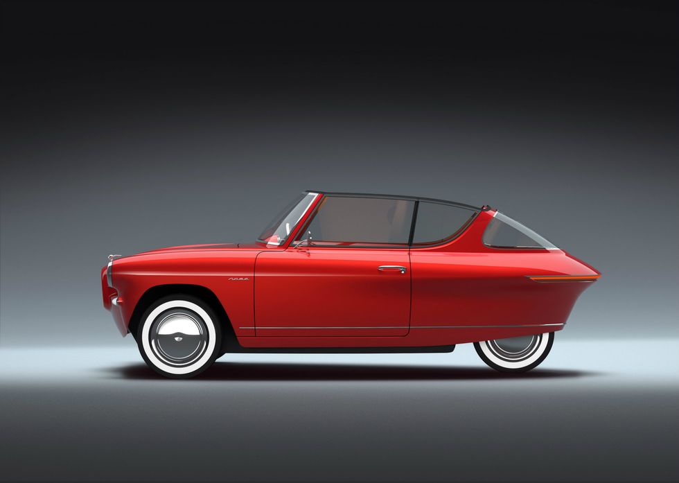 Retroelbil lockar med trehjulsdrift och koffertbatteri