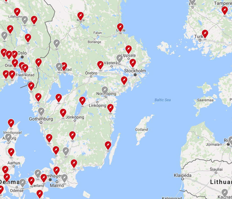 Tesla uppdaterar kartorna – här hamnar Sveriges nya Superchargers