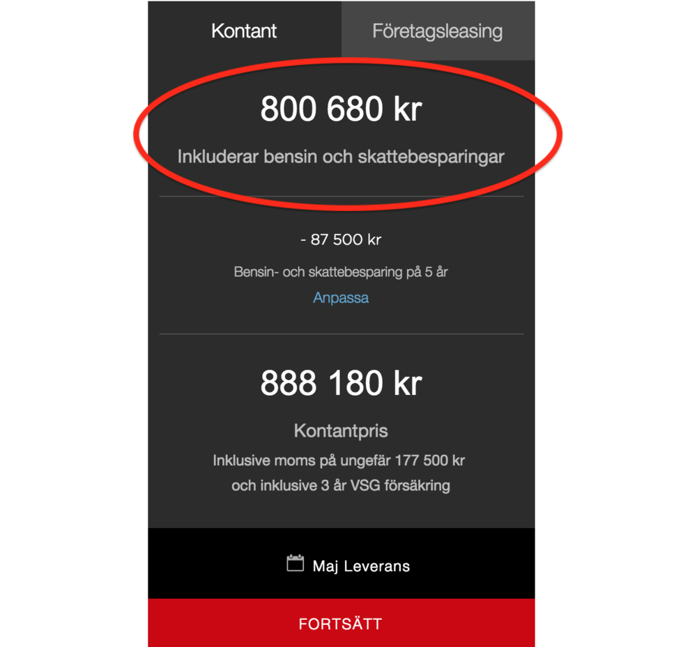 Tesla får bakläxa för priserna på hemsidan