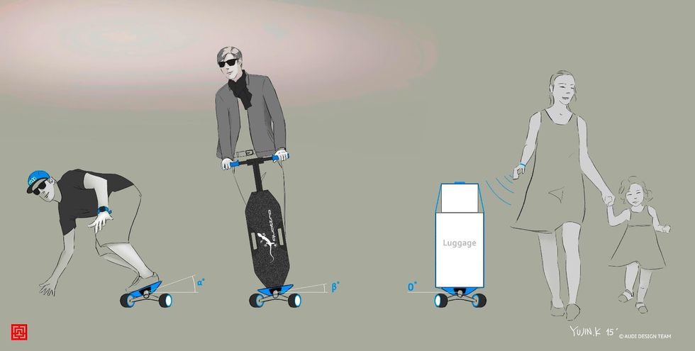 Audi visar superfräck scooter som laddas i bilen