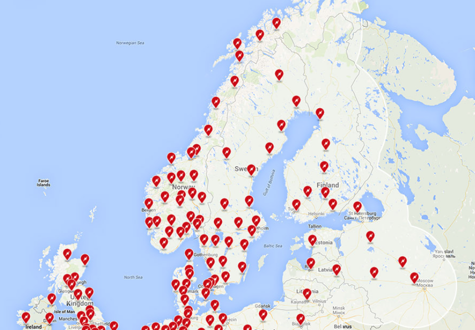 Här hamnar Teslas nya snabbladdare