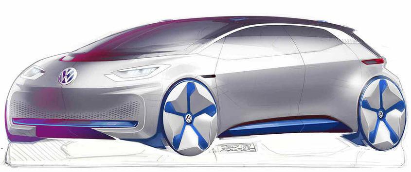 Volkswagen visar nya skisser på kommande elbilen