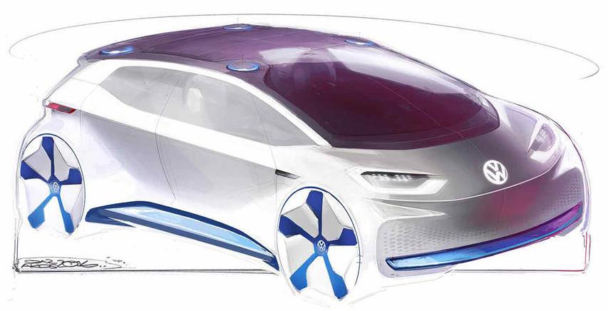 Volkswagen visar nya skisser på kommande elbilen