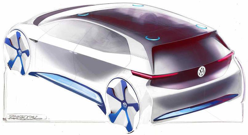 Volkswagen visar nya skisser på kommande elbilen