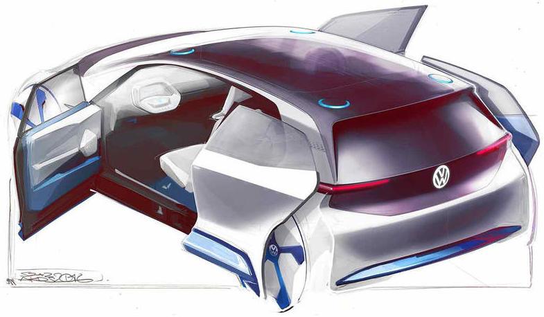 Volkswagen visar nya skisser på kommande elbilen