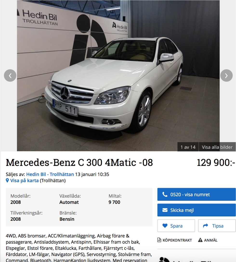 Skrotklassad Mercedes hos auktoriserad säljare