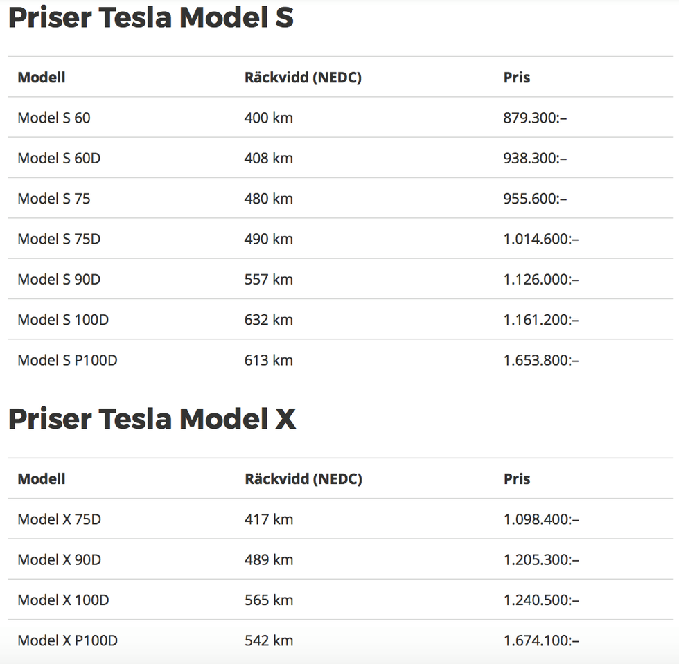 Tesla släpper nya modeller med längre räckvidd