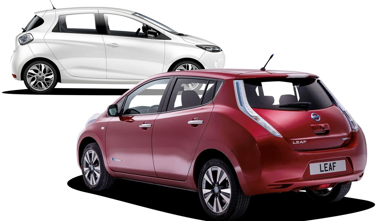 En Nissan Leaf och en Nissan elbil (AI text)