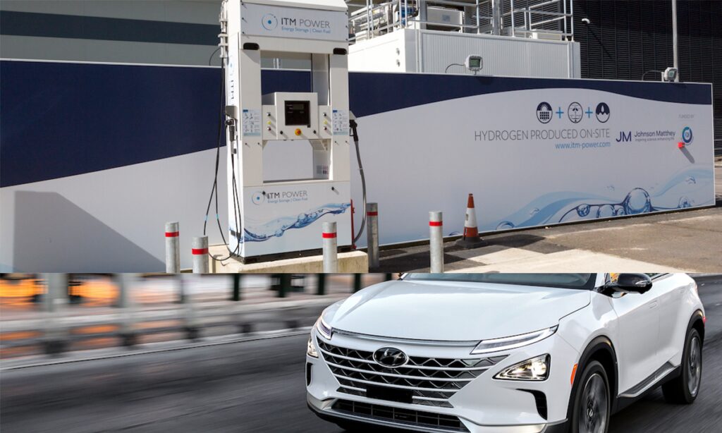 En vit bil kör på en gata. (AI text)