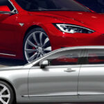 En Tesla Model S och en Tesla XL (AI text)