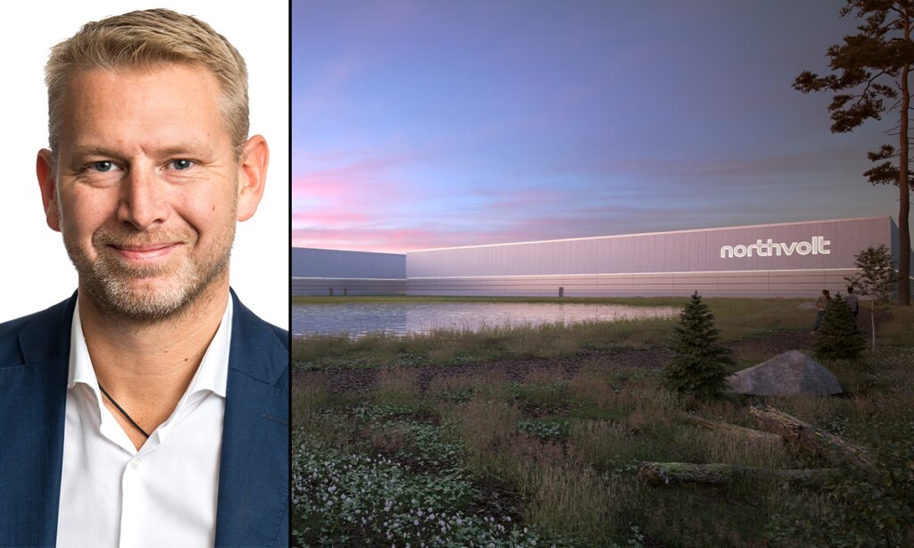 En man i kostym och en bil i bakgrunden. (AI text)