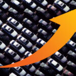 En bilstation med en pil som pekar uppåt. (AI text)