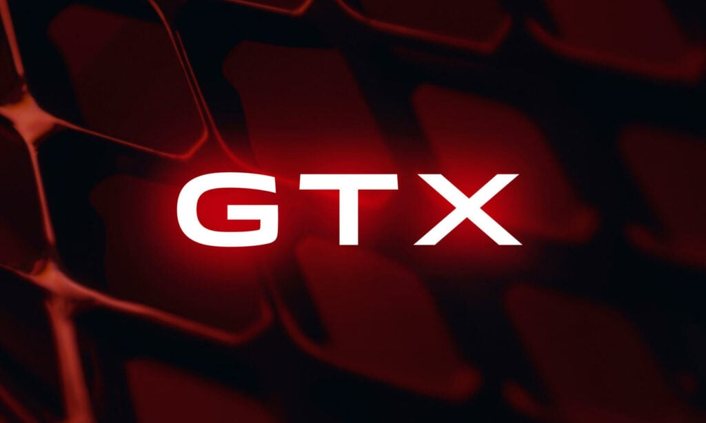 GTX-loggan på en svart bakgrund (AI text)