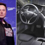 Tesla Model S med person i förarsätet (AI text)