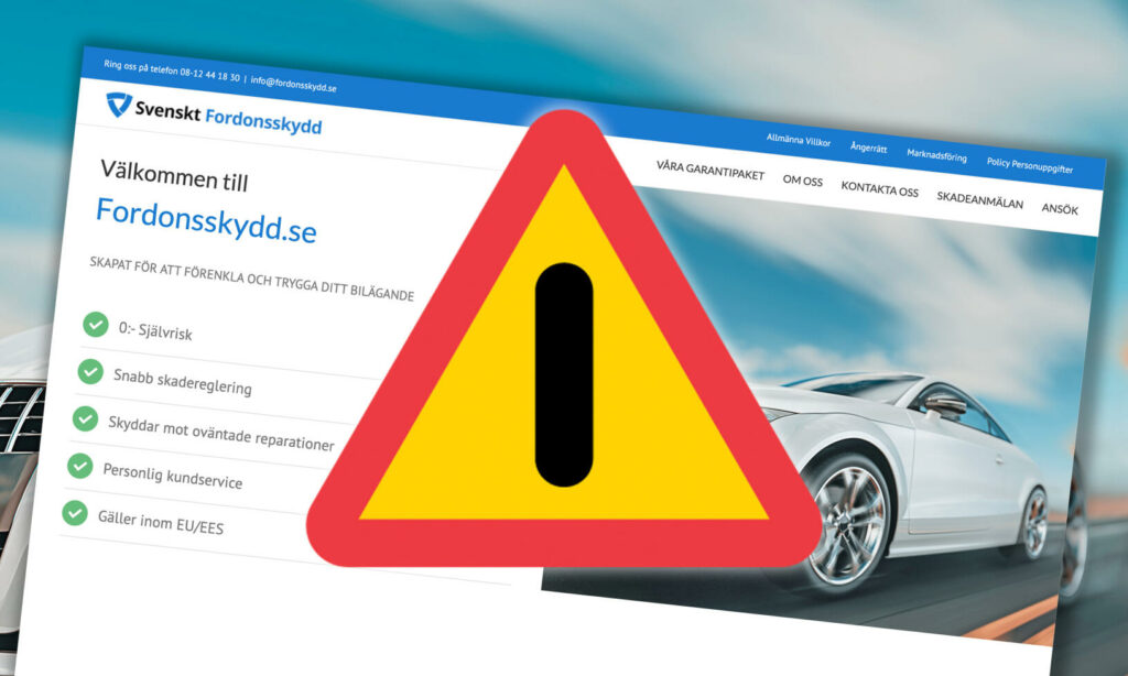 En bil visas på en webbplats. (AI text)