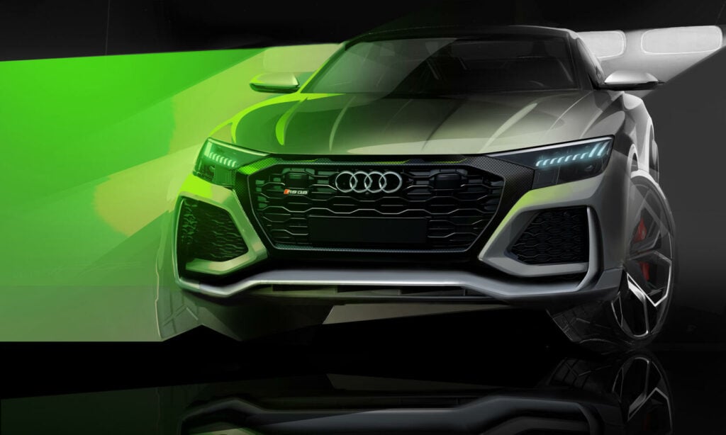 Audi Q7-konceptbil i mörker (AI text)